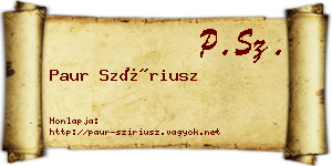 Paur Szíriusz névjegykártya